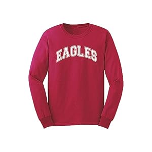 TCTG School Mascot T-Shirt Eagles Red/White Small Long Sleeve