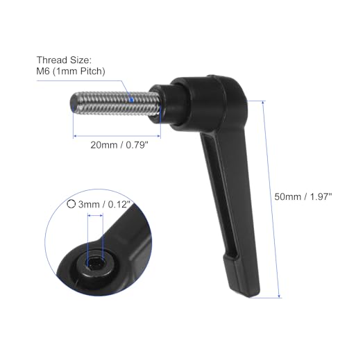 Image of uxcell 2pcs Clamping Lever Handles, M6 x 20mm 304 Stainless Steel Threaded Male Stud, Adjustable Handles Locking Quick Release Ratchet Push Button Bolt Knobs, Black