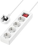 European to UK Plug Adapter,SHUOMAO 4 Way 2 Pin EU to 3 Pin UK Adapter Extension Led,EU Euro to UK Travel Adaptor Plug Converter for Germany France Spain Poland Greece Netherlands(Type C/E/F)