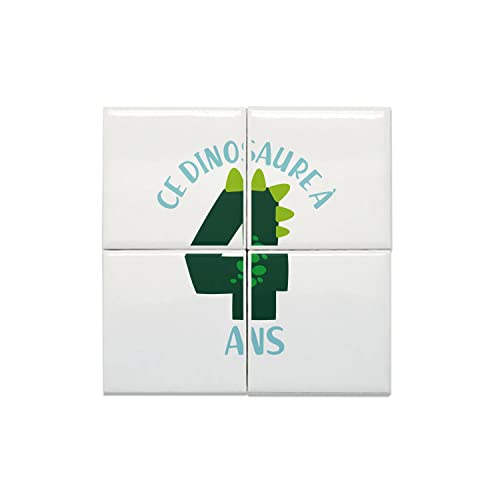 Carreaux Céramique Décoratif Cadeau Anniversaire 4 Ans - Idée Déco Dinosaure Enfant