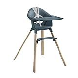Stokke Clikk High Chair, Fjord Blue - All-in-One High Chair with Tray + Harness - Light, Durable & Travel Friendly - Ergonomic with Adjustable Features - Best for 6-36 Months or Up to 33 lbs