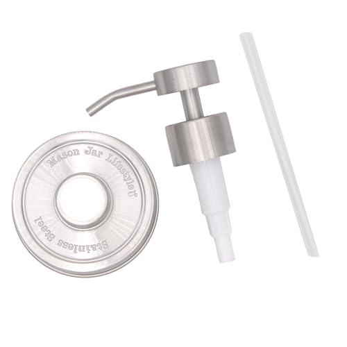 Satin/Brushed Nickel Finish Stainless Steel Soap Pump Adapter Kit for Mason Jars by Mason Jar Lifestyle | Refillable Soap & Lotion Dispenser Pump for Kitchen Bathroom & Home (Regular Mouth #2) - Image 4