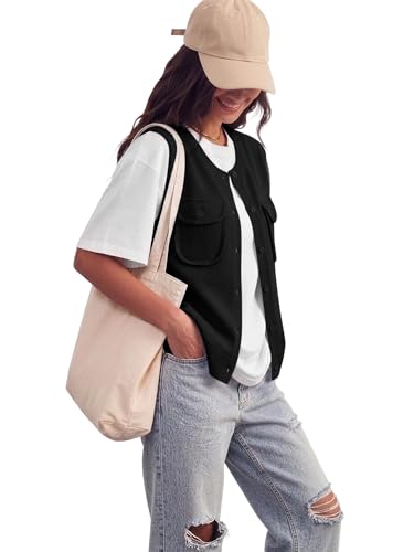 COCCKO Women's Sleeveless Crew Neck Sweater Vest, Knit Button Up Cardigan with Pockets, Summer Business Casual Office 2026 — view 3