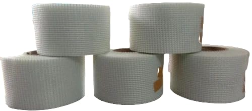 Convious Pack of 5 Fiber Mesh Glass Coated Roll 4 Inch X 50 Mtr 45 Gsm for Waterproofing, Roof/Crack Patch/Wall Repair, Wall Coating/Plastering mesh, Chicken mesh, Murga Jali