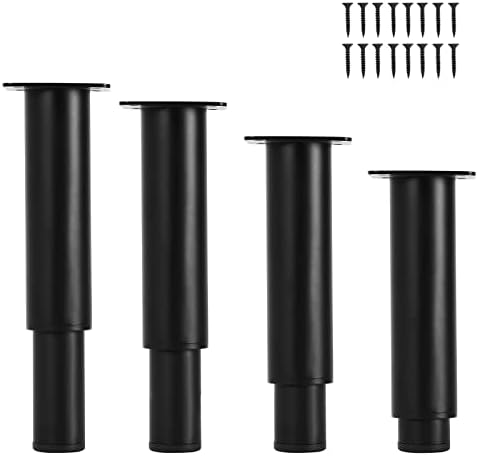 ICokin Metal Adjustable Furniture Legs 5.8-8.4 inch,4 Set of Furniture Legs,Adjustable Metal Height Replacement for Support Coffee Table,Bed,Couch,Chair,TV Stand,Dresser