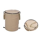 TOPINCN Camping-Mülleimer, Tragbar, Zusammenklappbar, Pop-Up-Mülleimer, 24 Gallonen, Outdoor-Oxford-Stoff mit Reißverschlussdeckel für Camping, Picknick, Garten (Kaffeefarbe)