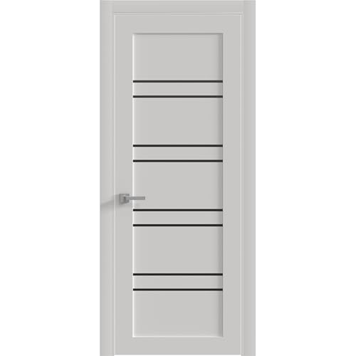 Image of Sartodoors Interior Door 1094 Swing Door White with Black Opaque Glass Solid MDF Modern Design 18 x 80 in