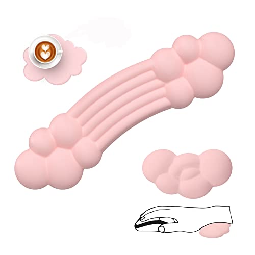 Mouse Wrist Rest Coussin Rose avec Support Clavier Ergonomique pour Ordinateur Portable