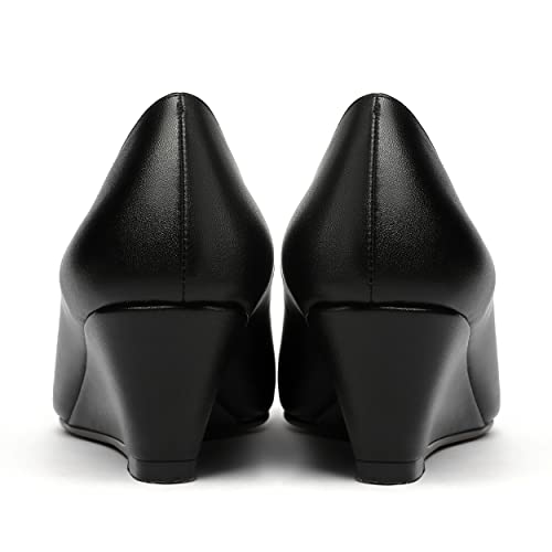 MERRORI Women's Pumps Wedge Heels Low Heel Slip On Matte Pointed Toe Pumps Womens Shoes 2 Inch4