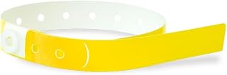 500 WristCo Pantone Yellow Narrow Plastic Wristbands for Events - Extended Wear, Secure Snap Prevents Reuse – Premium-Grade Bracelets for Hospital & Medical ID, Party & VIP Identification