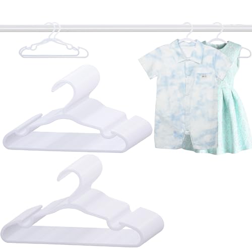Image of 60 Pack White Baby Hangers 11.42 Inch & 12.91 Inch Each 30 Pack - Kids Non-Slip Clothes Hangers for Infant & Child, Durable Plastic Children's Hangers for Closet, Pants, Coats, Skirts