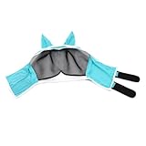 Zwfjcmsa Máscara antimoscas de caballo con orejas, máscara de caballo e insectos, máscara de mosca Ma Chao Comfort, máscara de caballo, azul