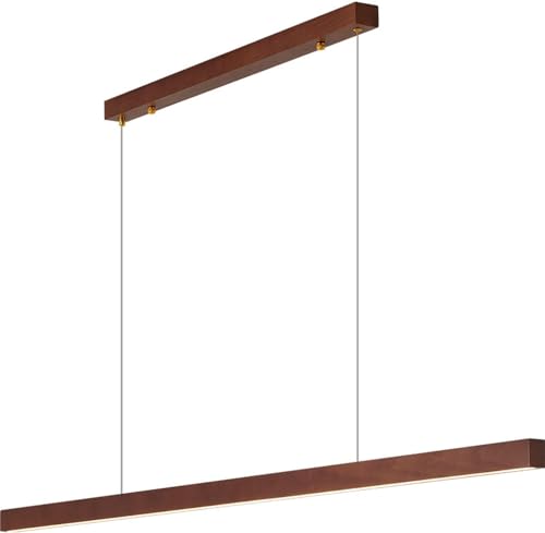 Suspension linéaire en bois walnut LED 150cm moderne dimmable