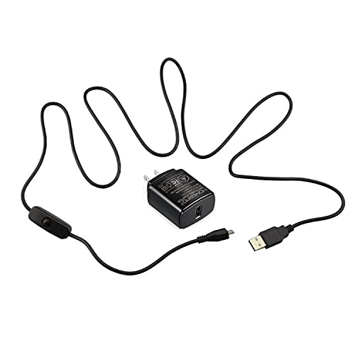 Power Supply 5V3A with Switch 2.5A 2A 1.5A 1A Fast Rapid Charge AC Adapter w/ 1.5m Extra Long On Off Power Switch Micro USB Cable for Raspberry Pi 3 Model B/B+ Plus