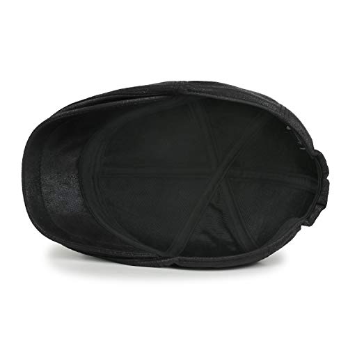 ililily New Men¡¯s Flat Cap Vintage Cabbie Hat Gatsby Ivy Caps Irish Hunting Hats Newsboy with Stretch fit - 001-2, Black, One Size