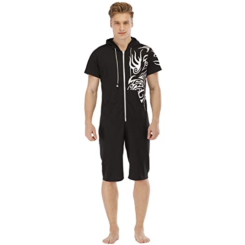 Pyjama court pour homme vêtement de nuit et combinaison de jogging d'été noir XXL