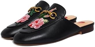 Vertundy Women's Mules Low Heel Flats Leather Slip On Backless Sandals for Girls Lady Work Slides