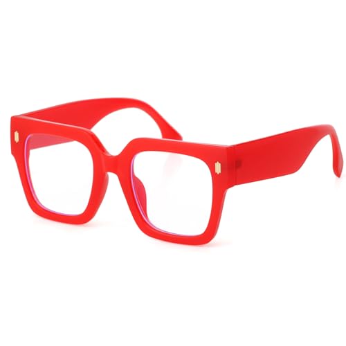 Image of Mirkcittle Oversized Blue Light Blocking Glasses for Women Men Clear Frame Square Eyeglasses Anti Eyestrain Computer