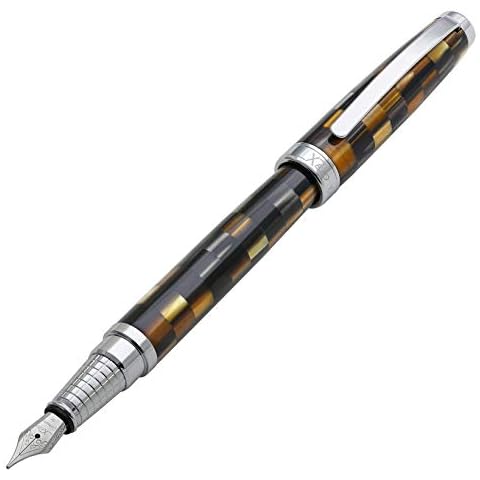Xezo Urbanite Fountain Pen, Medium Nib. Woody Brown Color with Chrome Plating. Handcrafted, Limited Edition, Serialized Cover