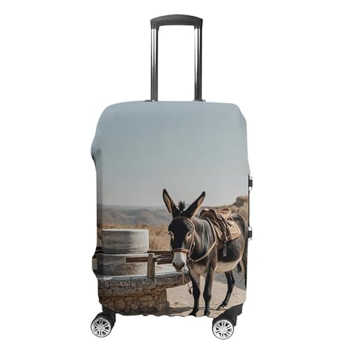 Donkey Pulling Mill Luggage Cover, Elastic Luggage Protector Fits 19-32in Suitcases, Washable & Anti-Scratch Suitcase Cover for Men Women L