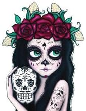 LINNI'S VINYL BANNERSPremium Quality Sugar Skull Catrina Sticker - Skull Girl (4")