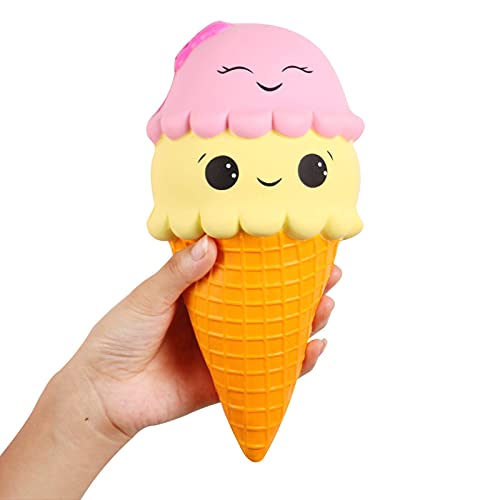 ANBOOR Squishies Smiley-Eiscreme Groß Langsam Steigend Squeeze Spielzeug Slow Rising Antistress Squishies Spielzeug für Kinder (Bunt, 12,5*10,5*21,5cm, 1pcs)