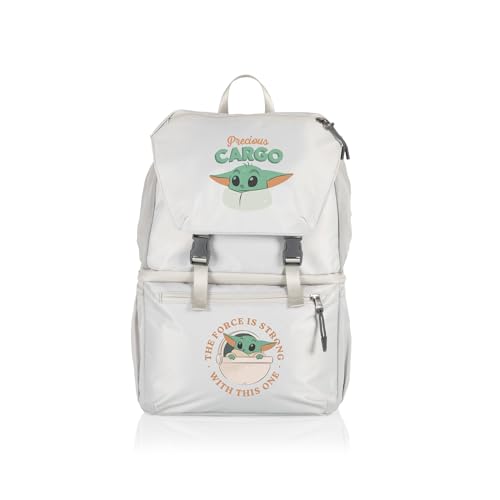 PICNIC TIME Tarana Made with Recycled Material, Soft Backpack, Upcycled Cooler Bag, Star Wars Mandalorian Grogu-Halo Gray, 11.22 x 7.283 x 16.929
