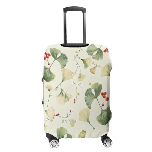 Travel Luggage Cover Elastic Suitcase Protector Anti-Scratch Washable Ginkgo Leaves And Berries Luggage Sleeve Tsa Approved Carry on Covers Baggage Cover Fits 18-32 Inch Luggages4