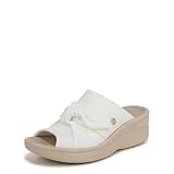 BZees Womens Smile Machine Washable Comfort Wedge Sandal White