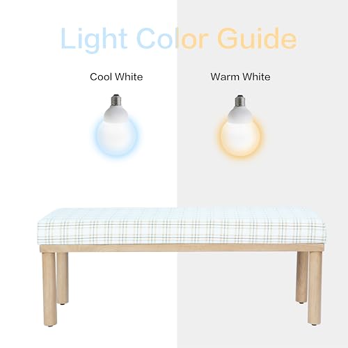 Image of HomePop 47.5 inch Oslo Bench - Natural Plaid Woven Fabric
