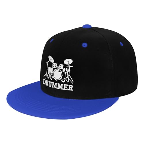 NMNRRPTLS Drumsticks Drummer Tools Flat Brim Hat Boys Girls Fashion Hip Hop Style Contrast Color Flat Brim Hat Blue