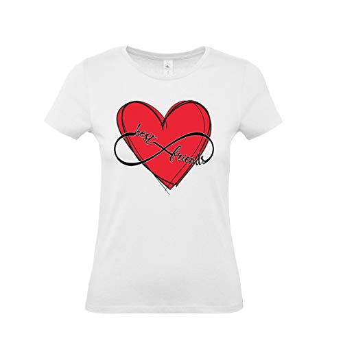 Cuore e Scritta Best Friends Mr. Gadgets T-Shirt Simpatica con Cuore e Scritta Best Friends (Bianco, Taglia L)