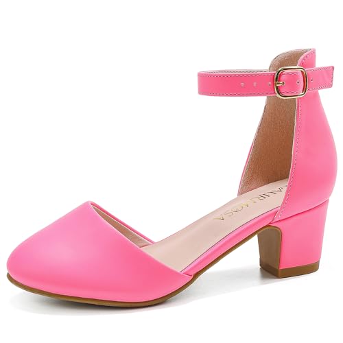 Image of LAURMOSA Girls Dress Shoes Closed Toe Pumps High Heels for Little Big Kid