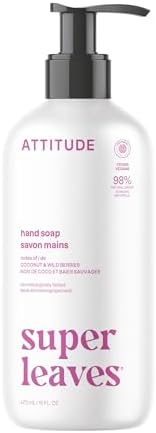 ATTITUDE Liquid Hand Soap, Made in Canada, EWG Verified, Plant and Mineral-Based, Vegan Personal Care Products, Coconut & Wild Berries Scent, 473 mL