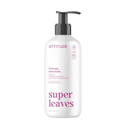 ATTITUDE Liquid Hand Soap EWG Verified Plant and Mineral-Based Vegan Personal Care Products Coconut & Wild Berries Scent 16 Fl Oz