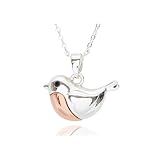 equilibrium Collana con ciondolo a forma di pettirosso, placcato in oro rosa e due tonalità