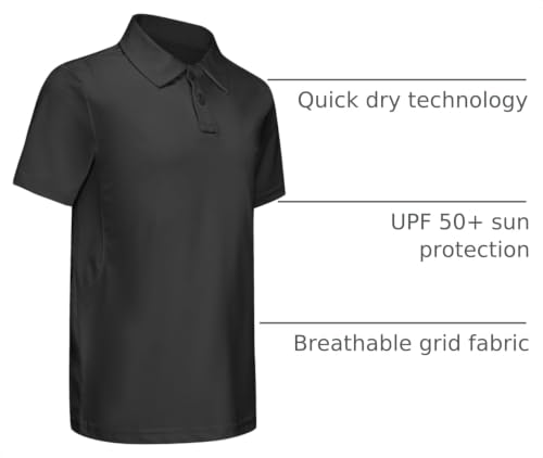 Image of MIVEI Kids' Performance School Uniform Polo Shirt Breathable UPF50+ | Youth Boys Girls Short Sleeve Golf Collared Shirts Grid Dry Fit Wrinkle Free Stretch Lightweight Cool Athletic Button Dress