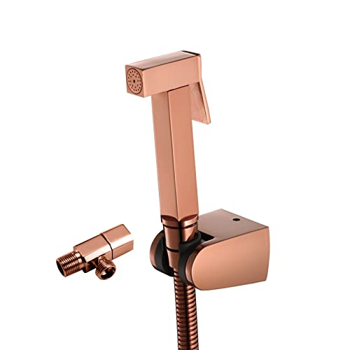 Bidé de mano de oro rosa para inodoro con manguera resistente de acero inoxidable 2