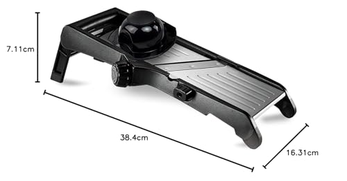 Image of Gramercy Kitchen Company Adjustable Stainless Steel Mandoline Food Slicer - Comes With One Pair Cut-Resistant Gloves Vegetable Chopper Onion Slicer Potato Slicer Chip French Fry Julienne Slicer