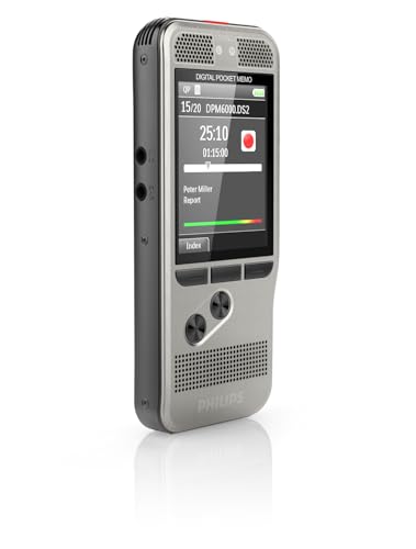 Philips PocketMemo DPM6000 Digitales Diktiergerät, Audiorecorder, Aufnahmegerät inkl. Diktiersoftware SpeechExec Basic 2-Jahres-ABO