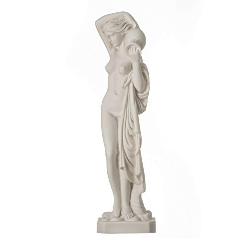Beautiful Greek Statues Nude Naked Lady With Water Jug Figure Alabaster Statue Sculpture 10.3" #TOP1
