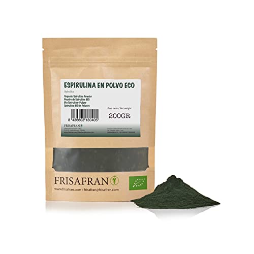 FRISAFRAN - Espirulina Ecológica en polvo | Fuente de hierro, proteinas y minerales | Origen China - 200Gr Cover