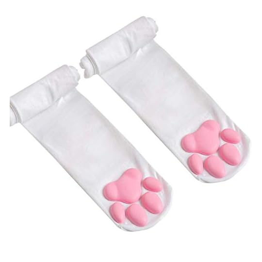 
                            Cat Paw Pad Sock,Pink Cute Lolita Thigh High Socks for Girls kids Women Cosplay 3D Kitten Claw Stockings Toes Beans Socks
                        