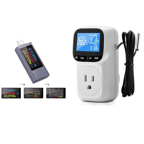 Image of Diymore USB C Power Meter Testers,USB C Tester Power Tester Color Screen,Multimeter Tester,Three Screens Switch to Display Current,Voltage,CPU Temperature,Voltage Meter,DC4-30V /0-12A