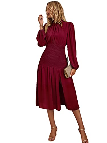 Robe midi unie à volants masquant les imperfections L