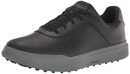 Skechers Men's Drive 5 Lx Arch Relaxed Fit Spikeless Waterproof Golf Shoe Sneaker, Black/Gry, 8.5