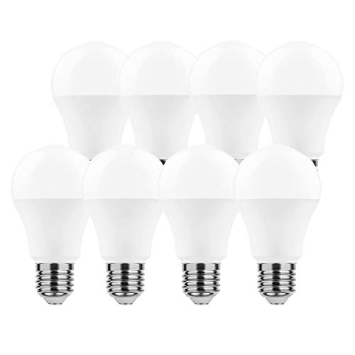 LumCa Lot de 8 ampoules LED A60 - 9 W - Lumière du jour - E27 - Remplace 58 W - 6000 K - 850 lm - Intensité non variable - 220-240 V - Angle d'éclairage 270 ° - Ampoule LED E27 - Ampoule LED E27 Cover