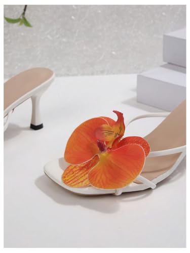 Image of MakeMeChic Women's Flower Kitten Heels Floral Summer Beach Sandals