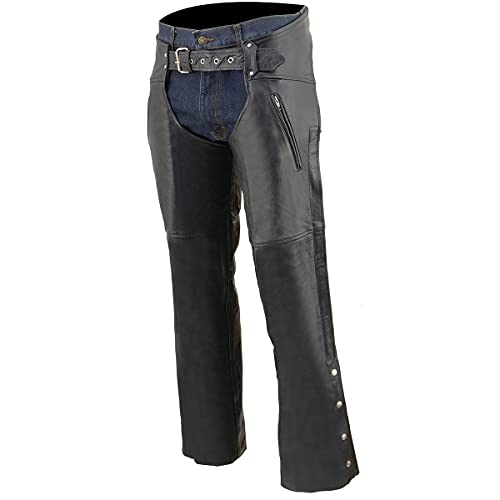 Milwaukee Leather LKM5782-BLK-4X Chaps For Men'S Black Leather Dual Side Thigh Zipper Close Pockets Motorcycle Rider Chap- Lkm5782-4X-Large thumb #3