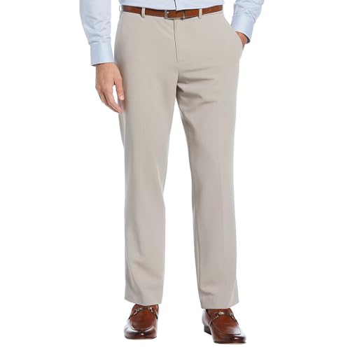Perry Ellis Mens Modern fit Casual Pants 38/30 Beige Solid Stretch